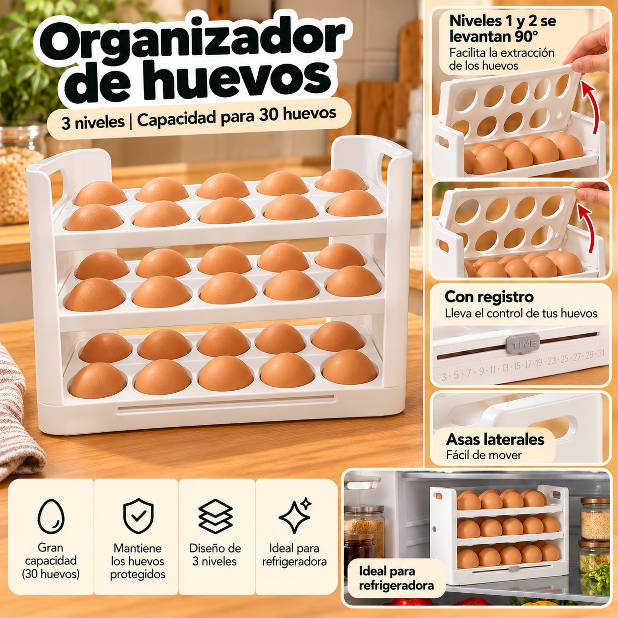 Estante de plástico para huevos