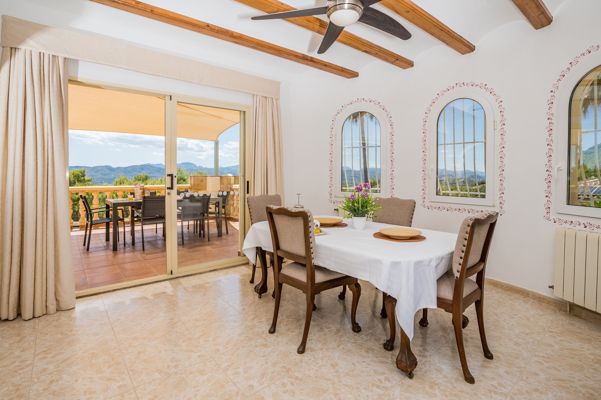 Indoor dining table for eight