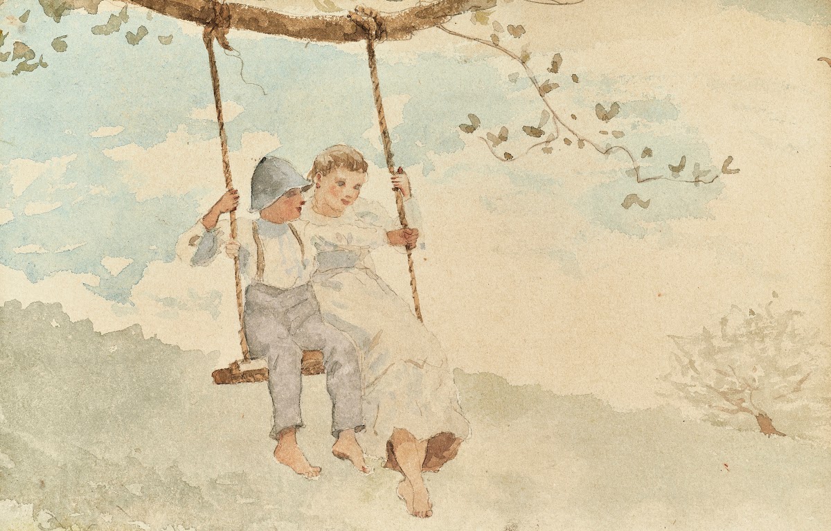 Boy and Girl on a Swing circa 1879
