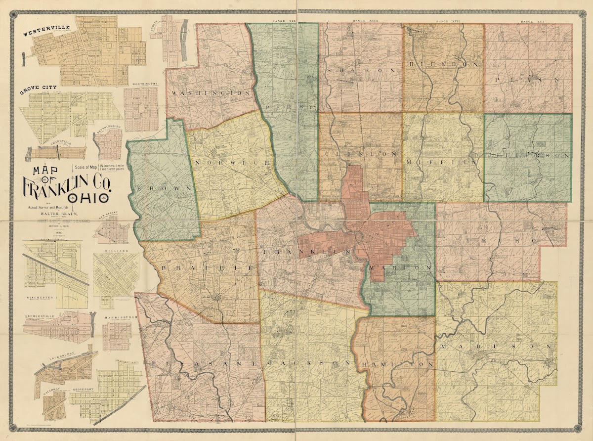 Map of Franklin County Ohio 1895