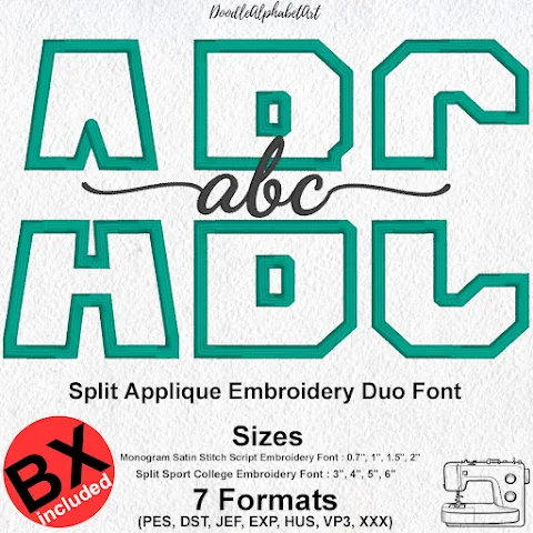 Split Midnancing Duo Embroidery Font machine embroidery font preview