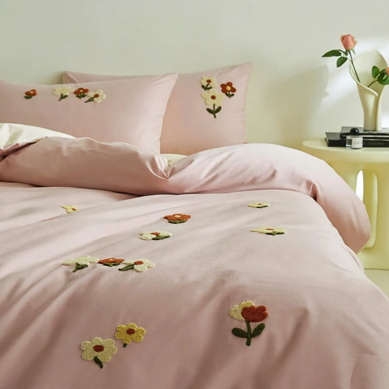 Cotton Bedding Set, 4-piece, Floral Design