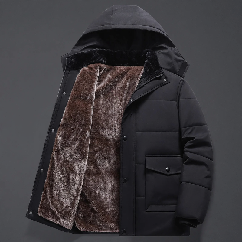 Padded men's winter jacket with hood