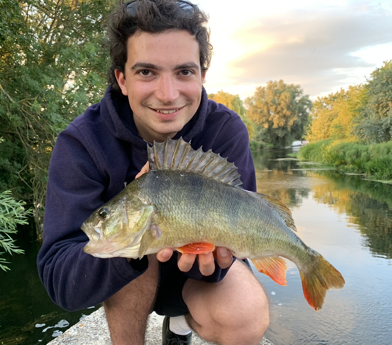 Alex McLatchie with a 42cm Perch caught dropshotting on a local river