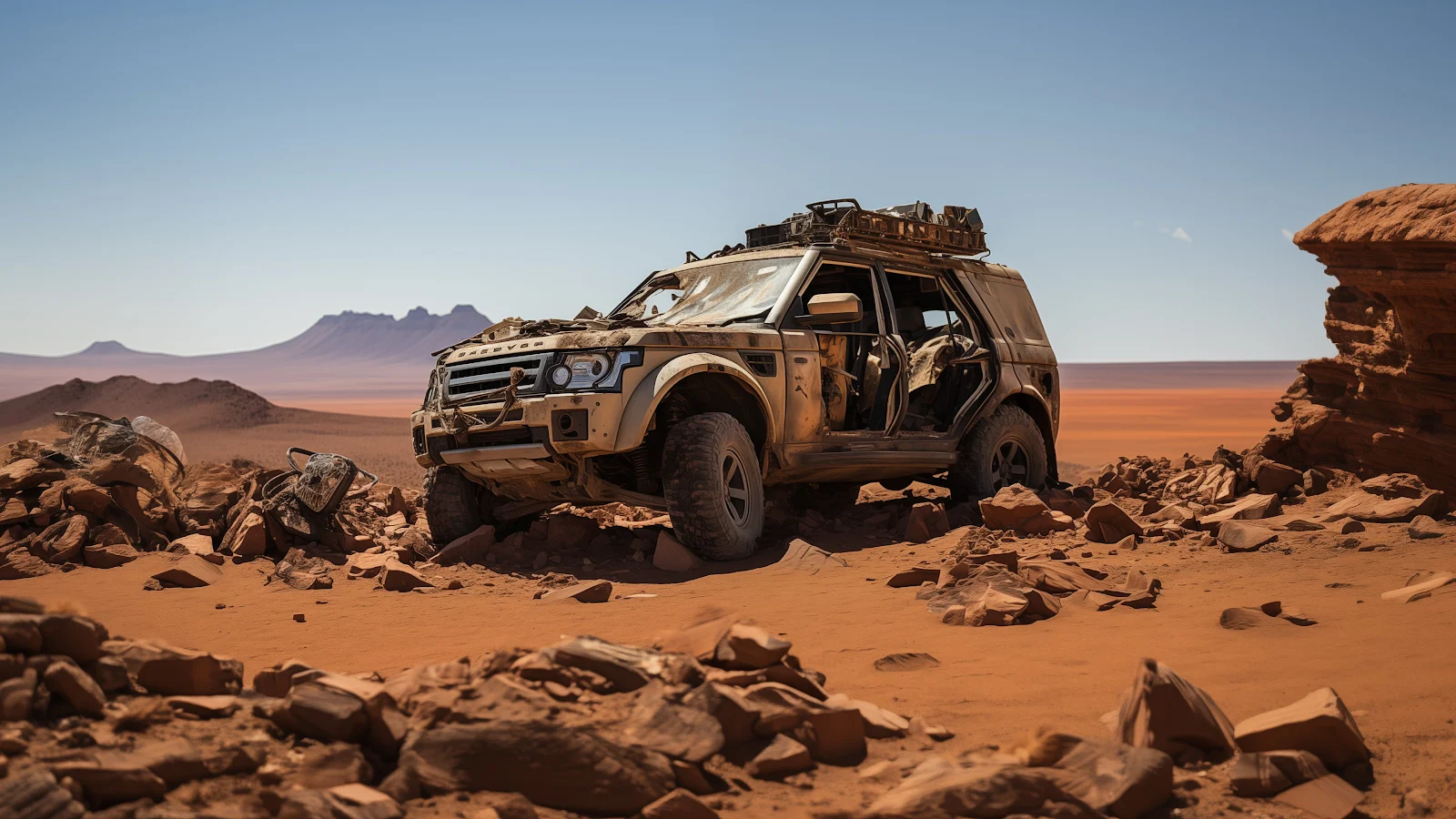 Ai Art, Illustration, Desert, Vehicle, Digital Art 4K Desktop Wallpaper