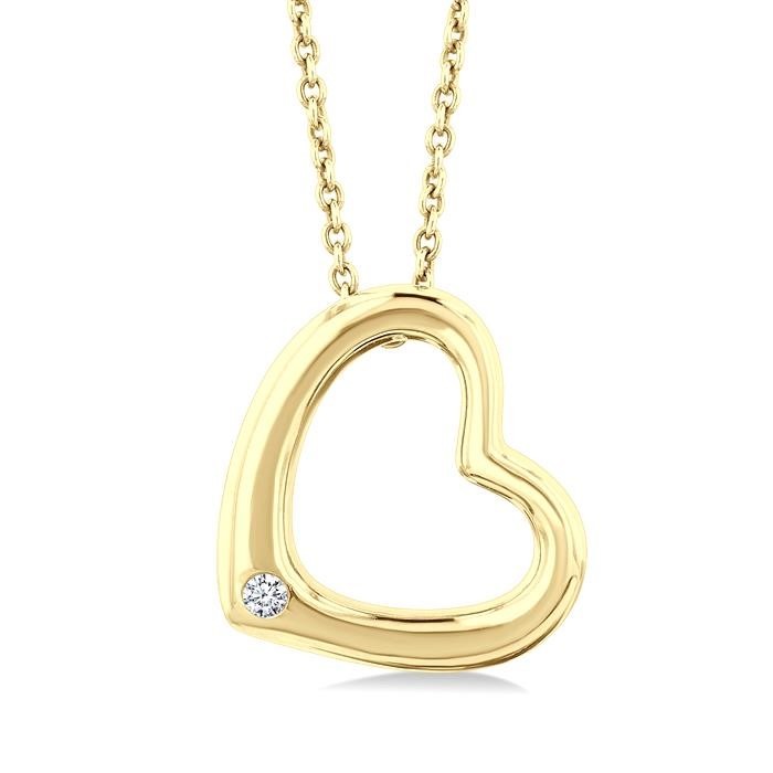Gold Vermeil Heart Shape Diamond Fashion Pendant