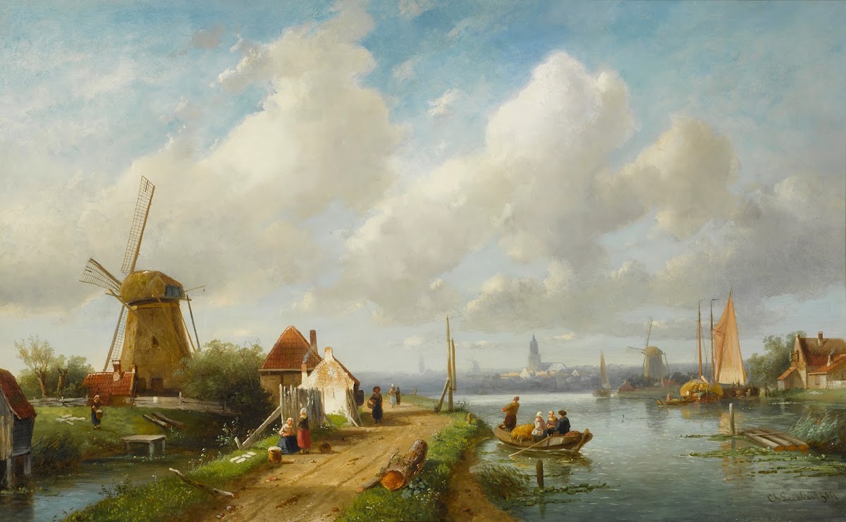 Fishing folk in a Dutch village