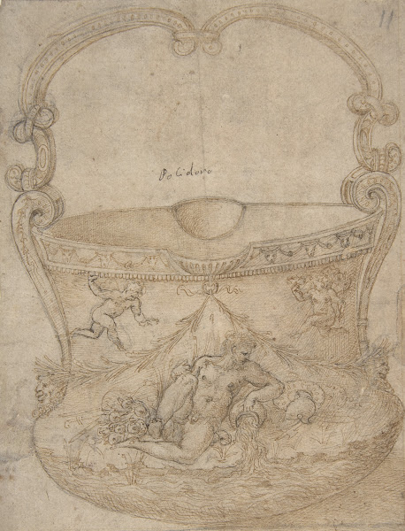 Design for a Bucket Like Vessel with a Handle of Non Figural Interlaces on a Bod