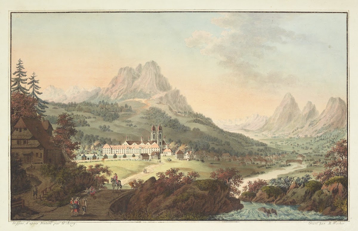 Vue de lAbbaye dEinsiedlen et de ses Environs dans le Canton de Schweitz 1915 19