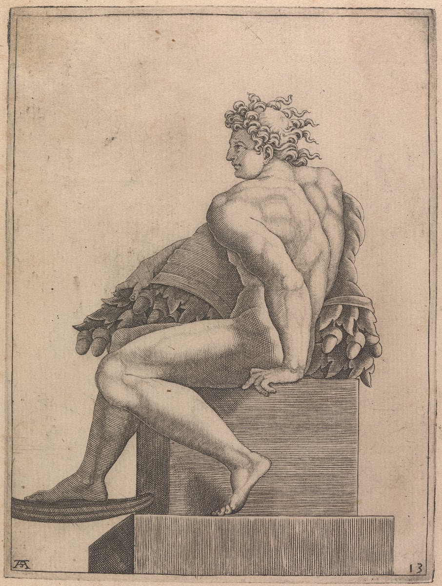 Male Nude from Panel of The Drunkeness of Noah 1550 1585