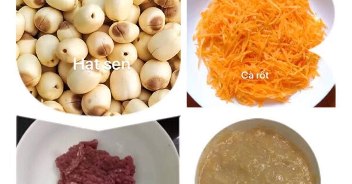 Cháo thịt bò cà rốt và hạt sen