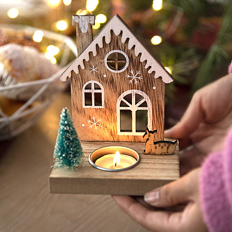 Christmas Candle Holder Made of Wood