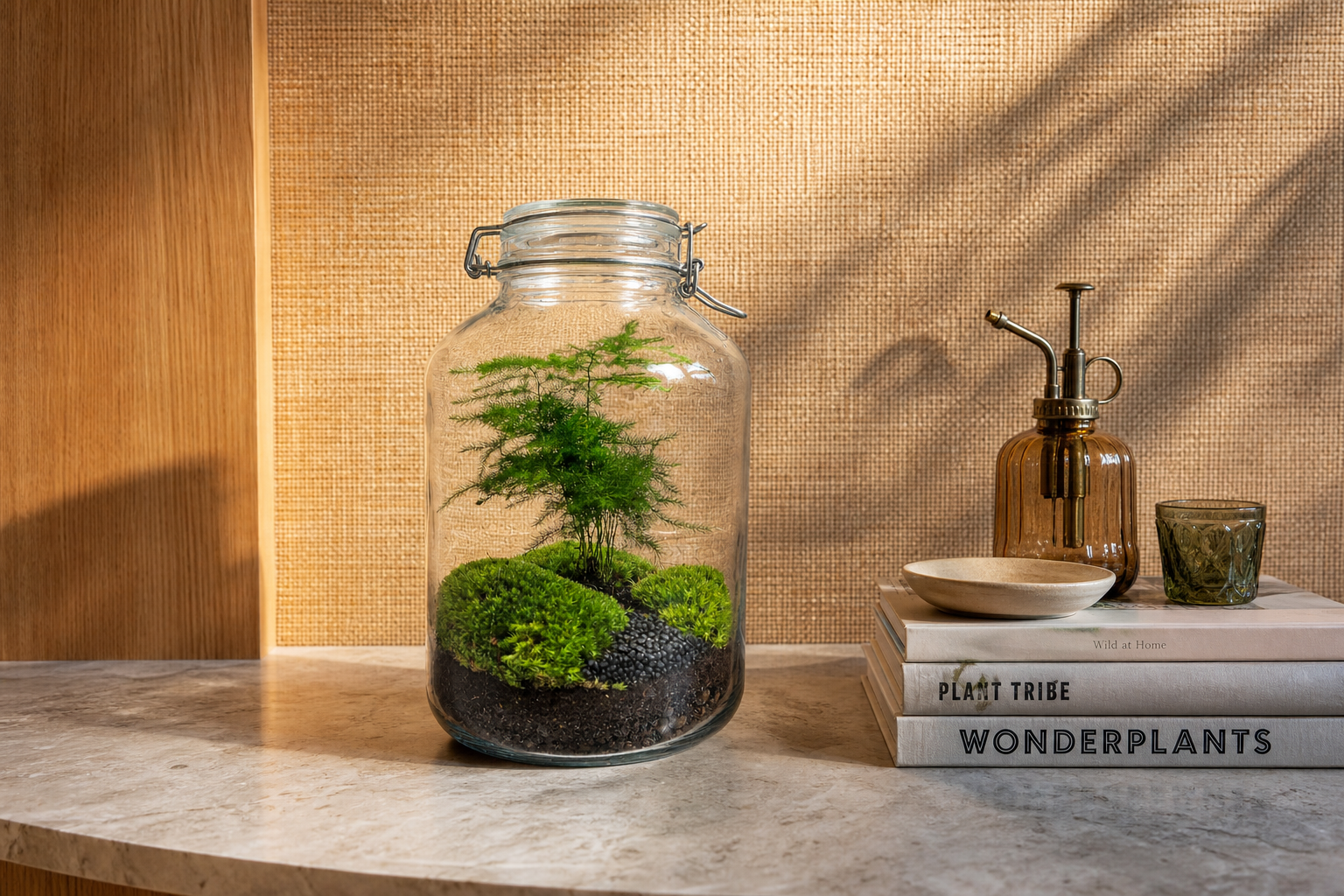 Jar Asparagus - Terrarium - Bottle garden DIY kit