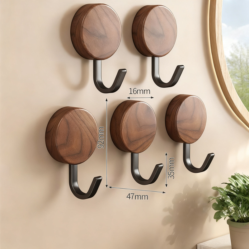 Holzgarderobe mit Klebefläche, Nussbaum-Optik