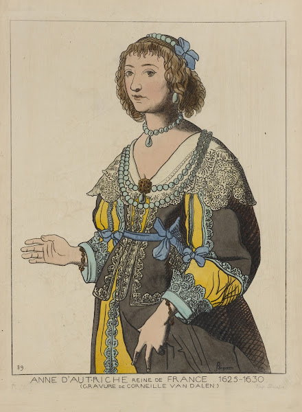 Anne dAutriche reine de France 1625 1630 Gravure de Corneille Van Dalen 1869