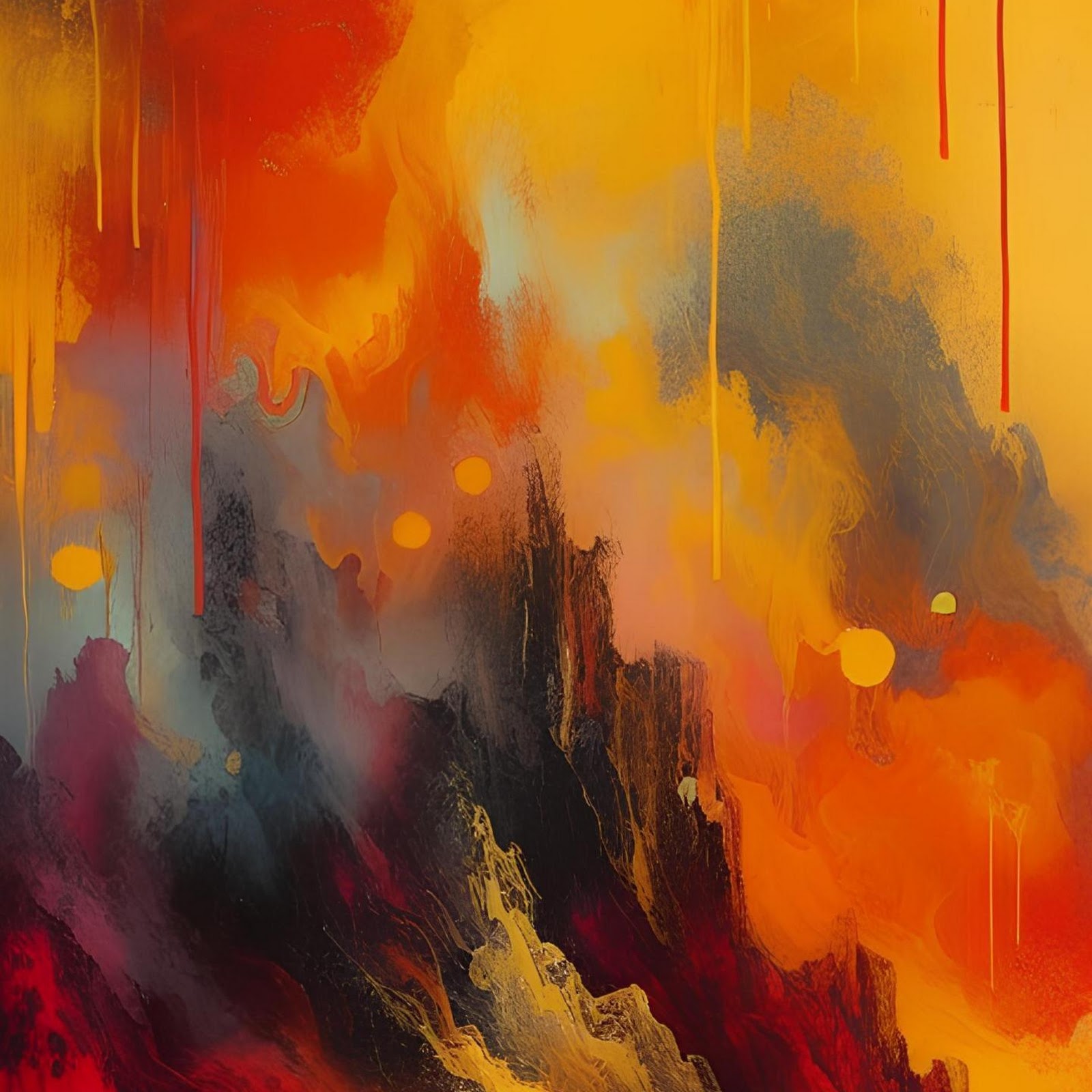 Download Fiery Abstract Landscape Artwork 2K iPhone