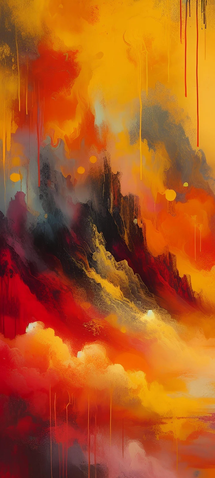 Fiery Abstract Landscape Artwork - Abstract Art 2K iPhone Wallpaper (1440x3200)