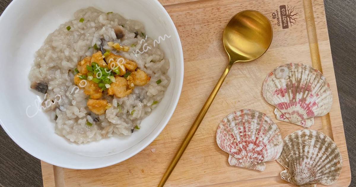 Cháo sò điệp nấm mỡ - ăn dặm
