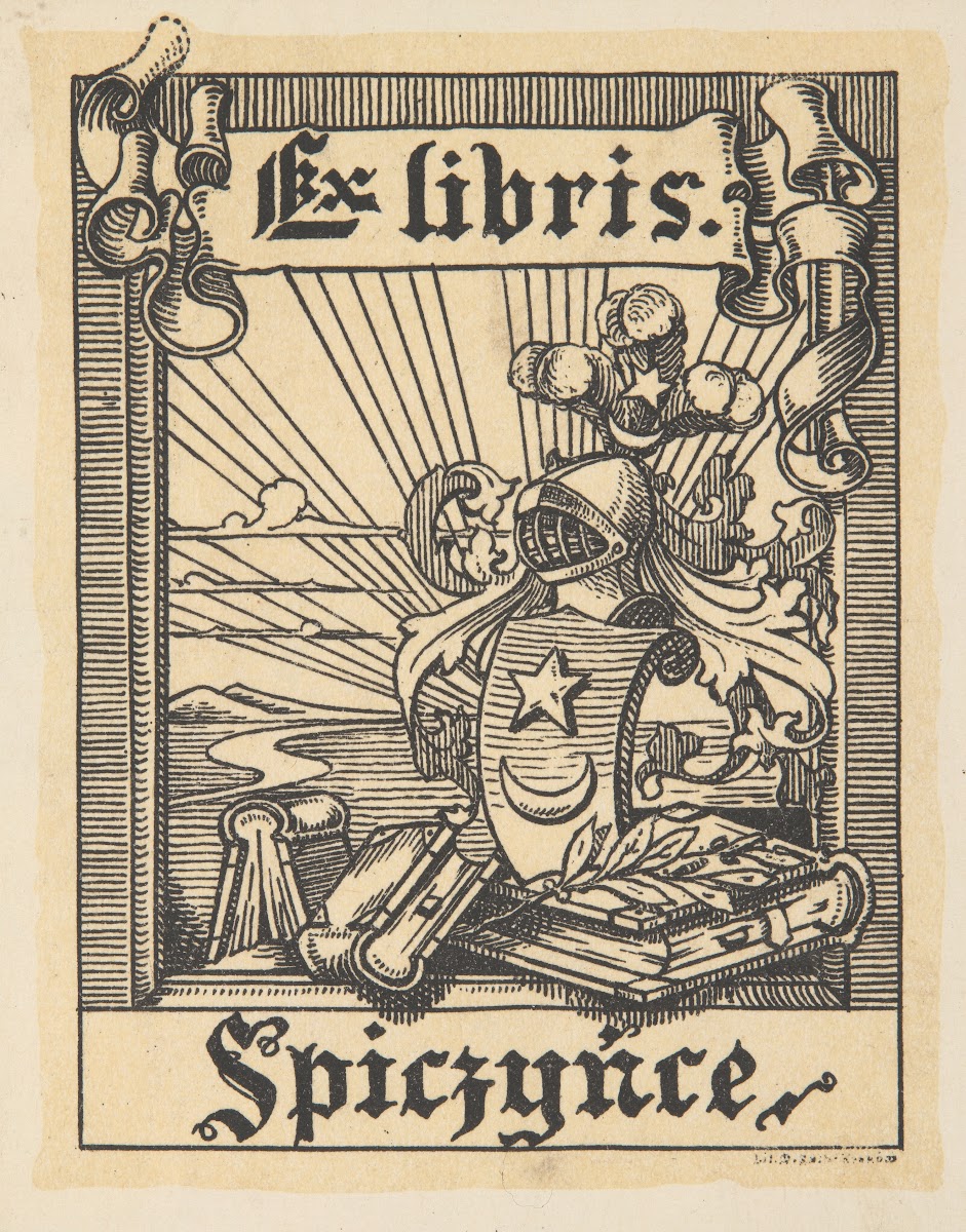 Ekslibris biblioteki Teresy i Henryka Tyszkiewiczów w Spiczyńcach 1900