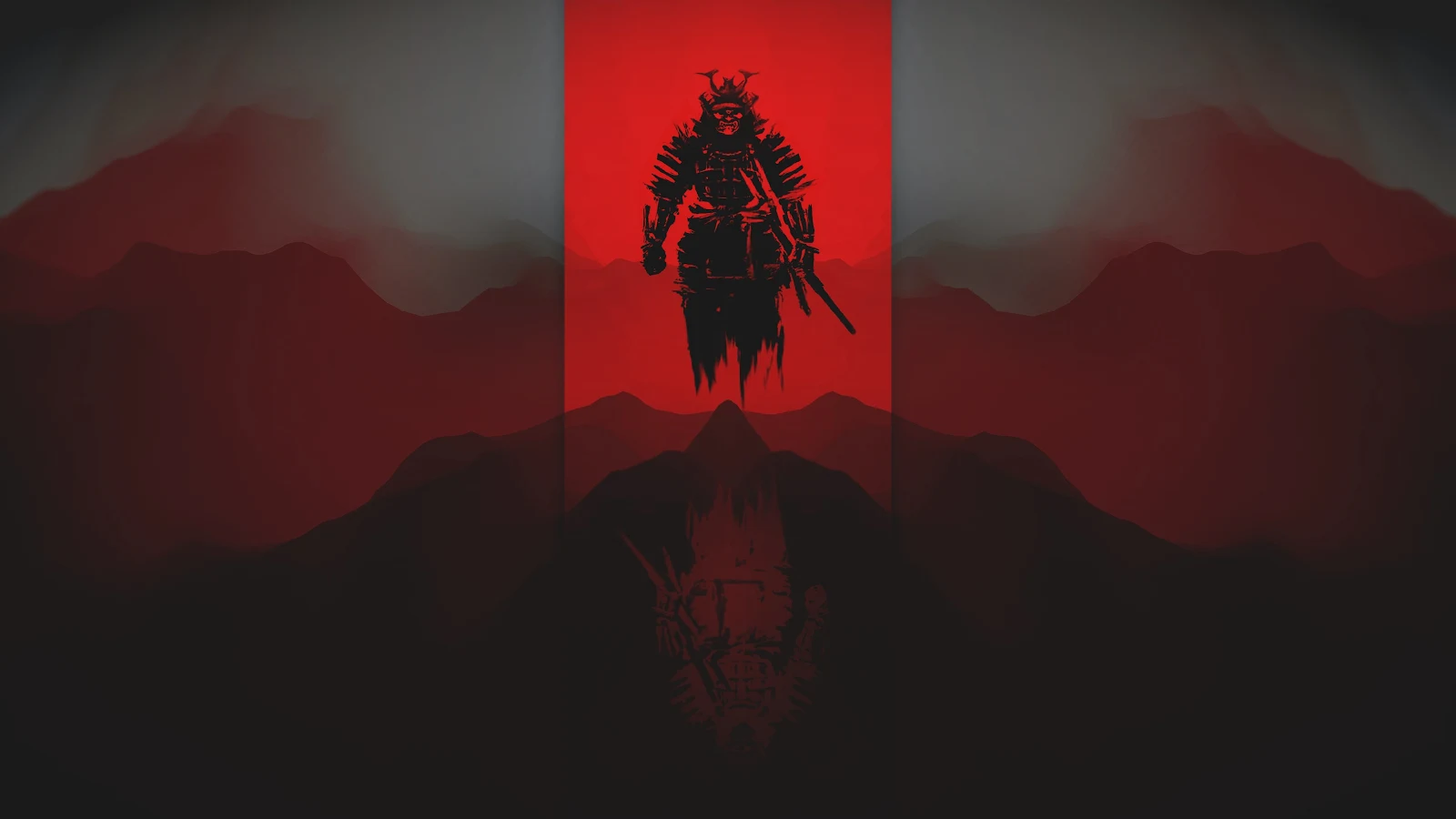 Samurai, Abstract, Red, Digital Art 4K Desktop, iPhone Wallpaper Background