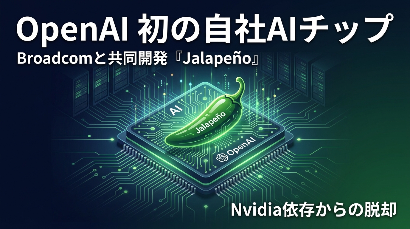 OpenAI、初の自社AIチップ「Jalapeño」をBroadcomと共同発表 — “最速ASIC”でNvidia依存を薄め、AIの計算コスト低下へ