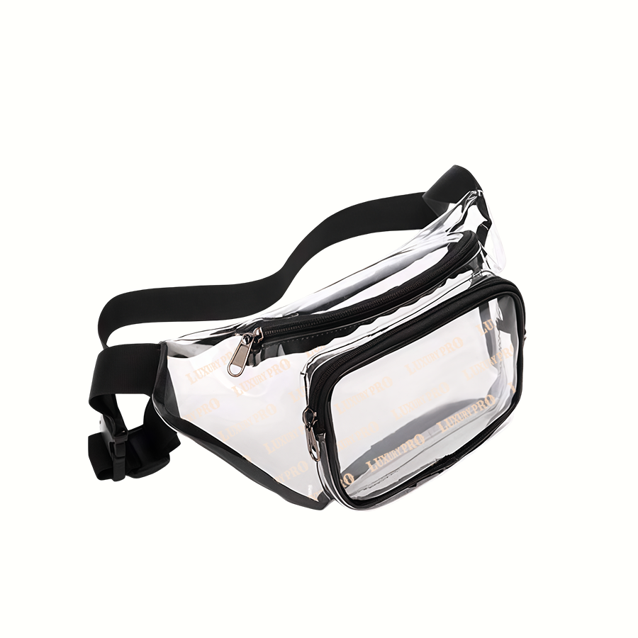 Black Transparent Double Layer Waist Bag