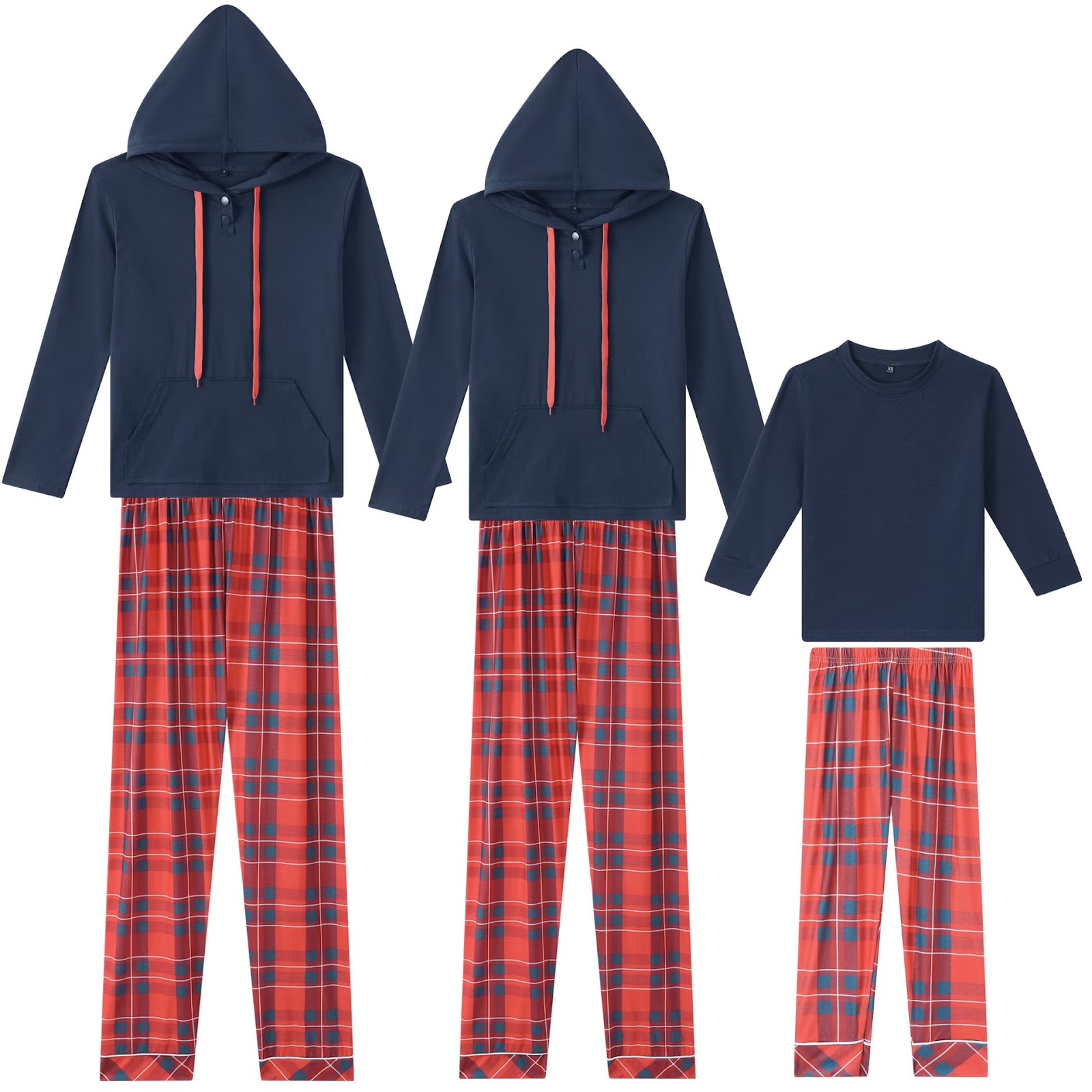 Christmas pajama set with plaid pattern for families