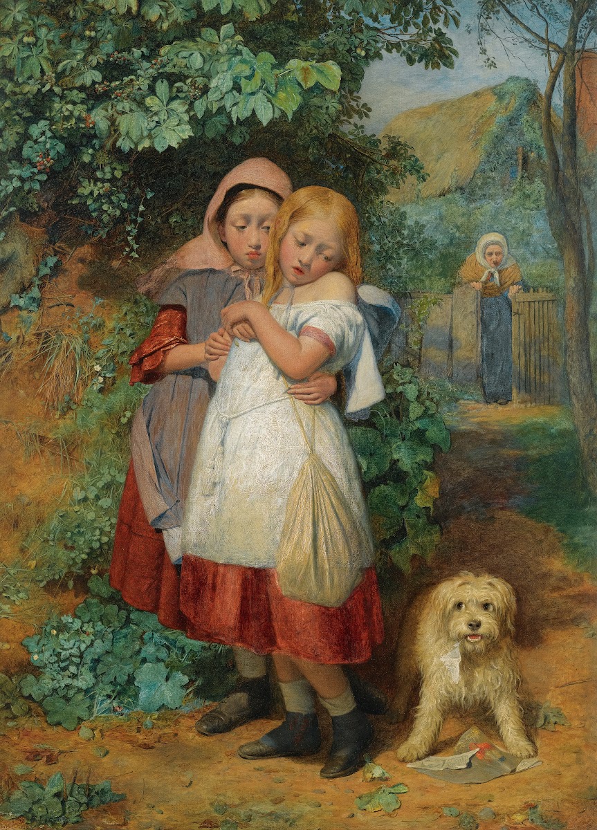 Girls Frightened By A Dog 1858