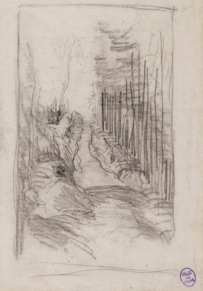 Croquis dune allée en forêt