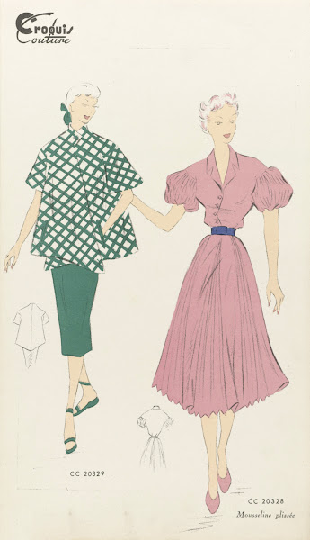 Croquis Couture  Mousseline plissée 1946