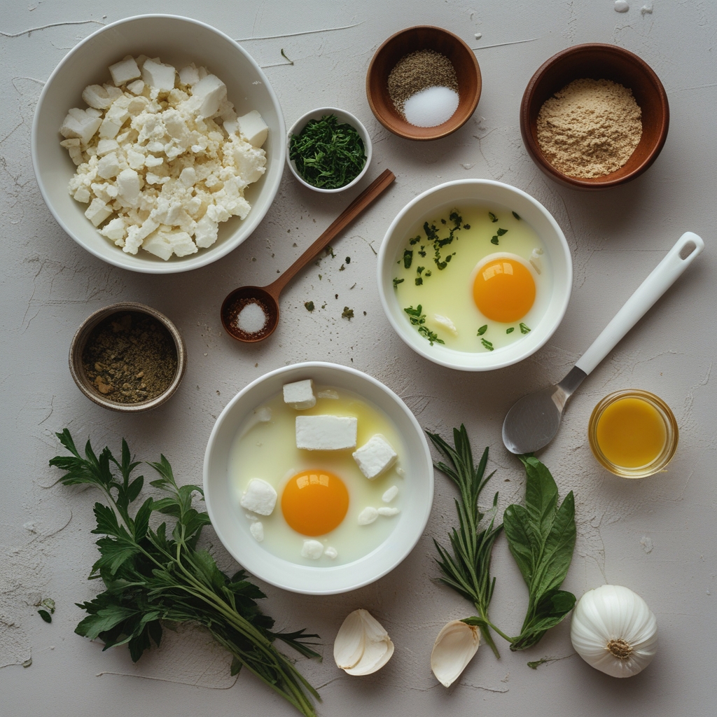 Ingredients for Baked Feta Eggs Easy Breakfast for Cozy Mornings