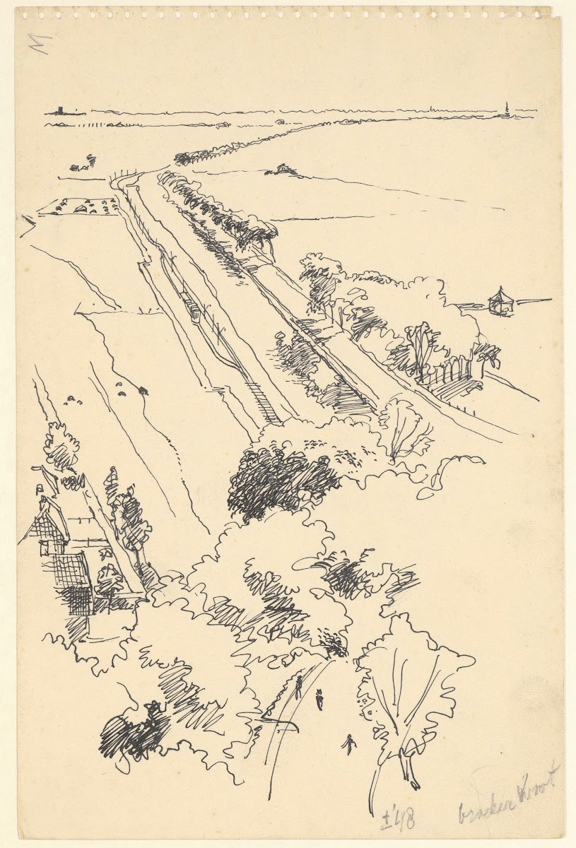 Vogelvluchtgezicht op de Broekervaart bij Monnickendam 1948