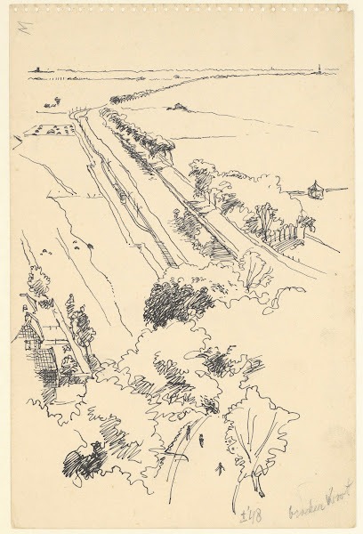 Vogelvluchtgezicht op de Broekervaart bij Monnickendam 1948