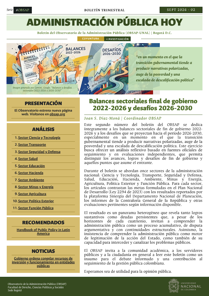 Boletín OBSAP 6: Balances sectoriales final de gobierno 2022-2026 y desafíos 2026-2030 