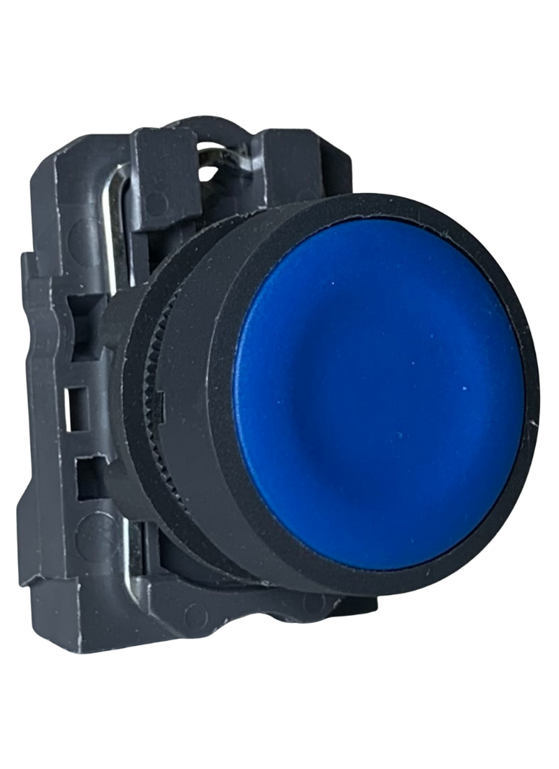 Flush Button Spring Return Momentary Blue 1 N/O