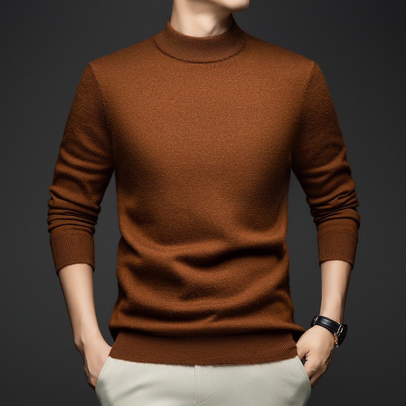 Men's Wool Sweater, 100% Wool, Stand-Up Collar, Thick