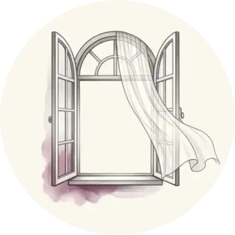 Open arched window with breeze