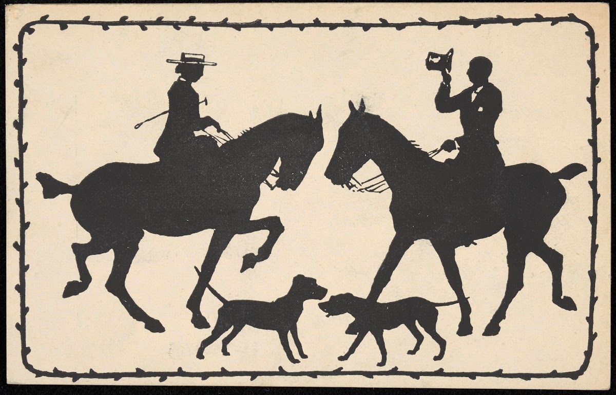 A woman and a man on horses 20th century