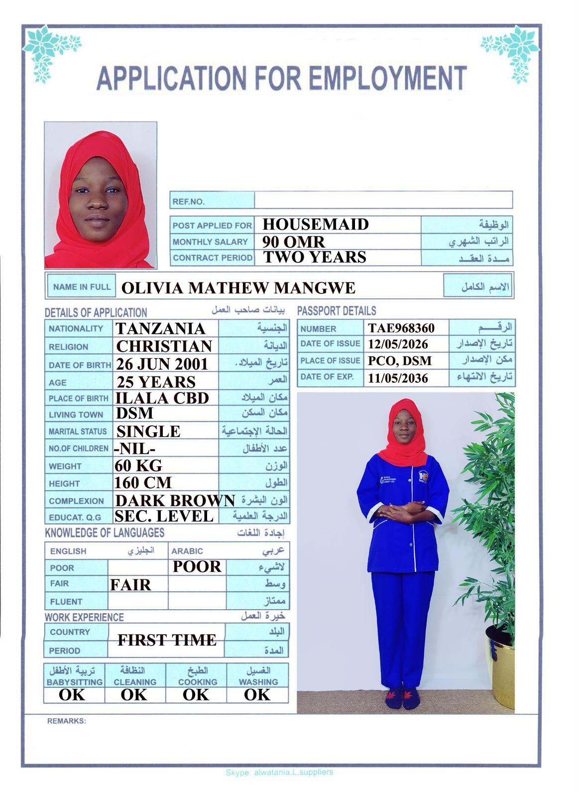 OLIVIA MATHEW MANGWE