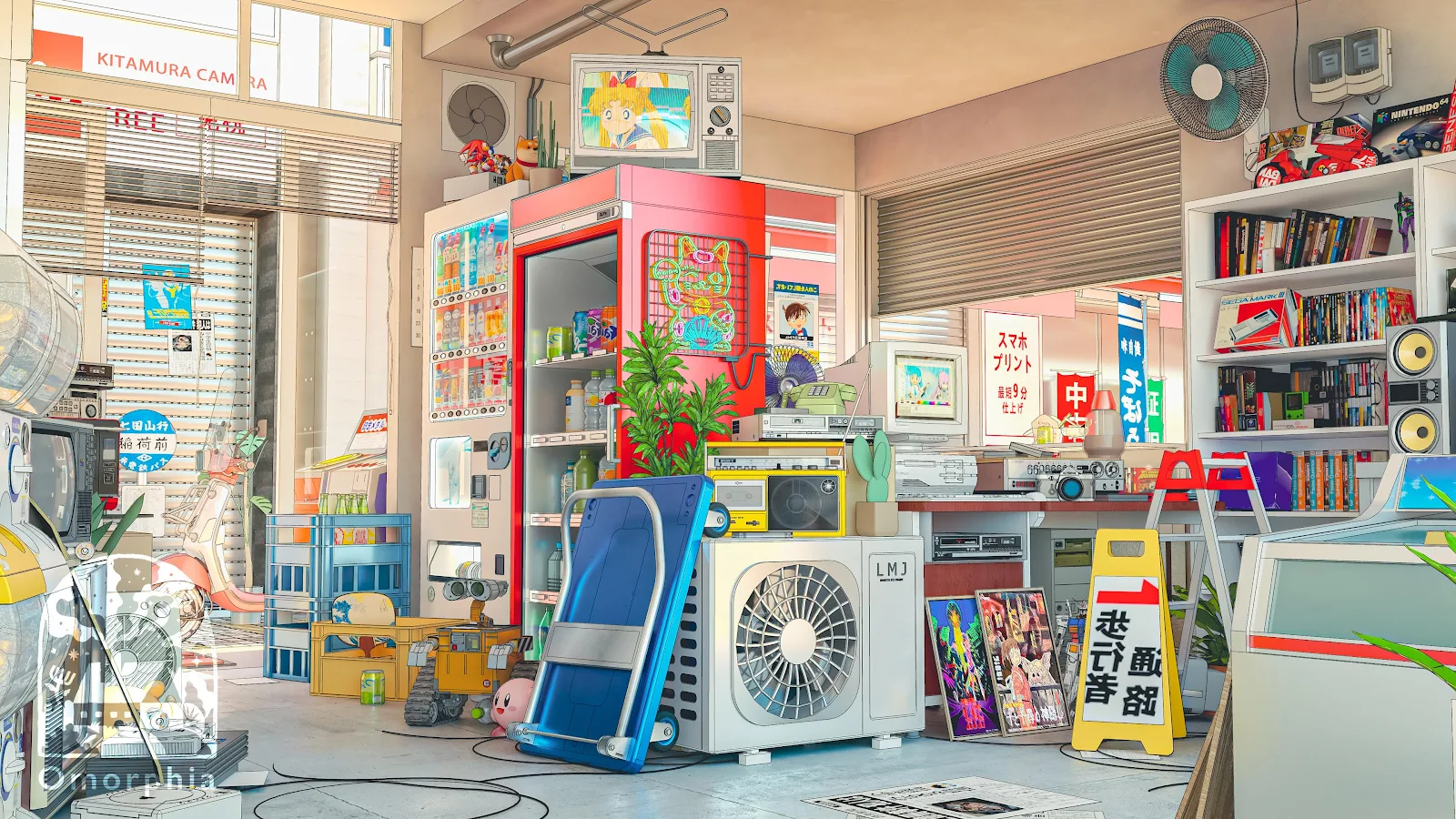 Cluttered Retro Japanese Shop - Detailed Anime Style 4K Wallpaper (3840x2160)