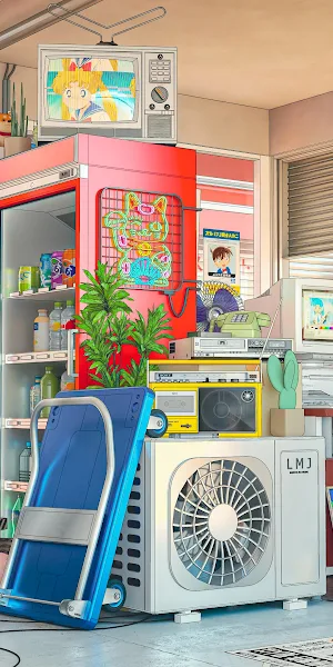 Cluttered Retro Japanese Shop 4K Wallpaper Background