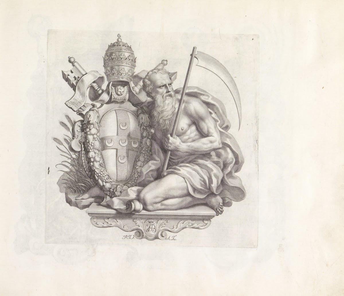 Personificatie van het Latijnse rijk met het pauselijk wapen 1673 1743
