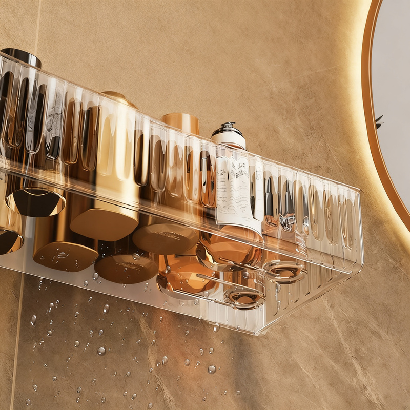 Acrylic wall shelf for bathroom, no drilling