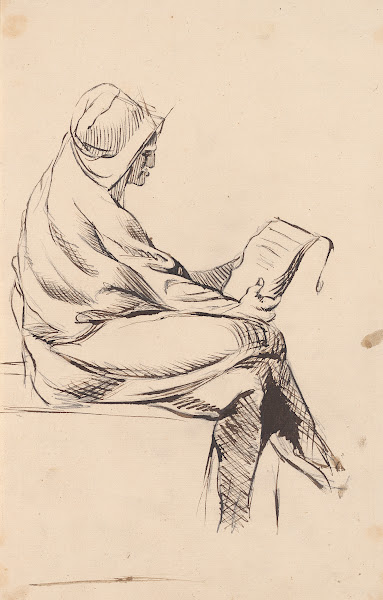 Hooded Man Reading
