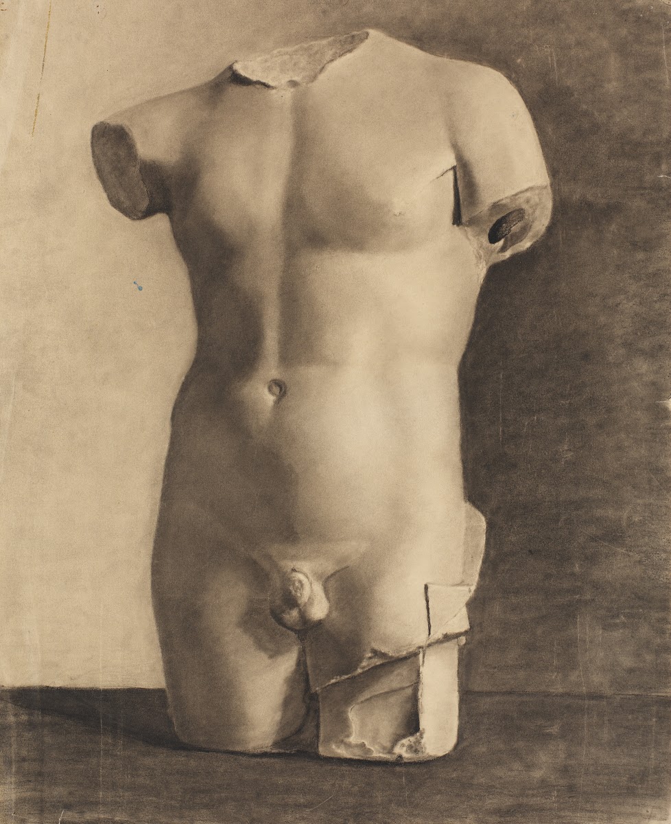 Tegning Efter Gips Af Antik Ynglingetorso 1869   1873