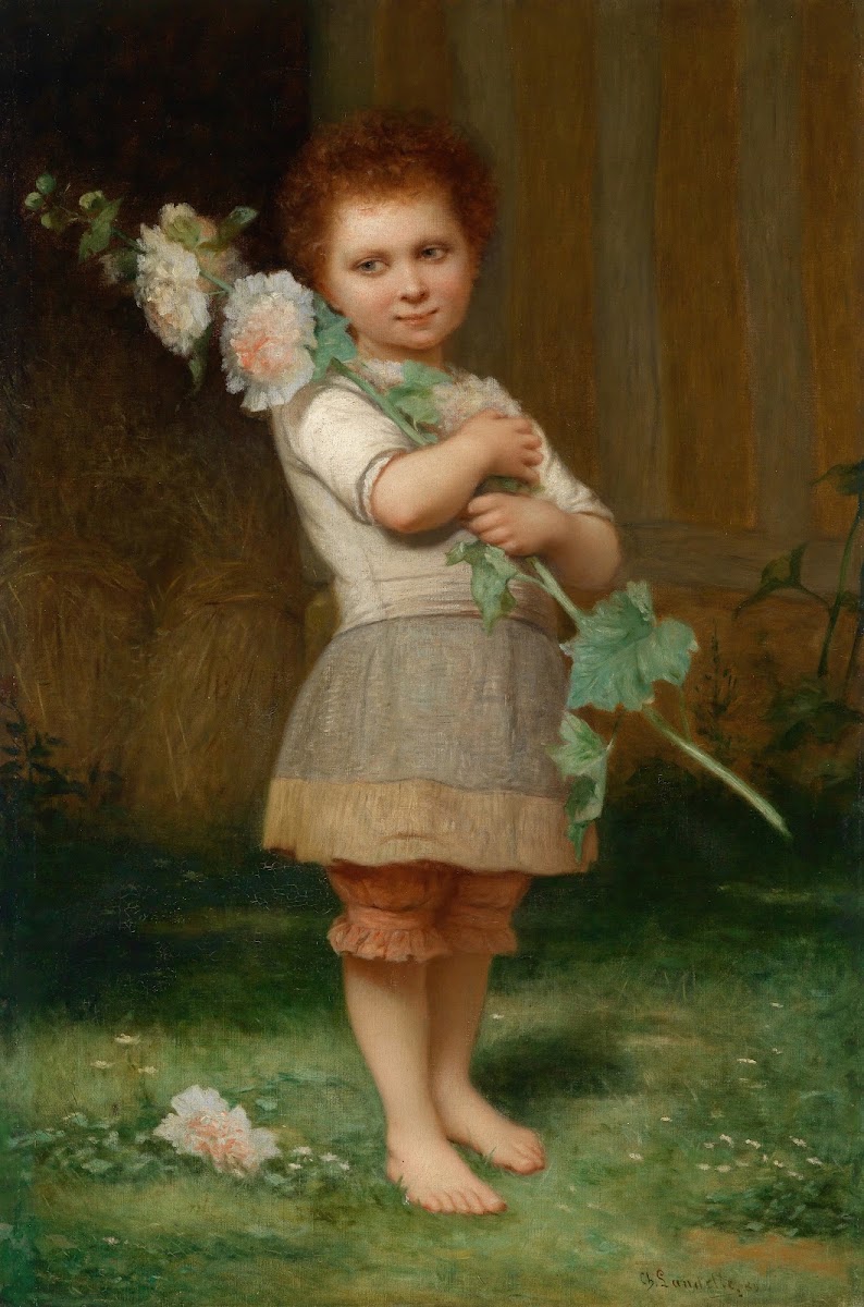 Mädchen mit einem Malvenzweig