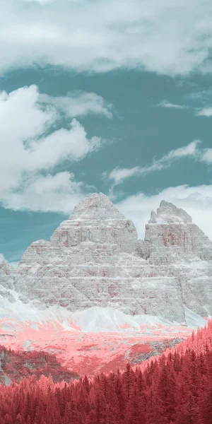 Dolomites, Mountains, Infrared, Clouds 4K Wallpaper Background