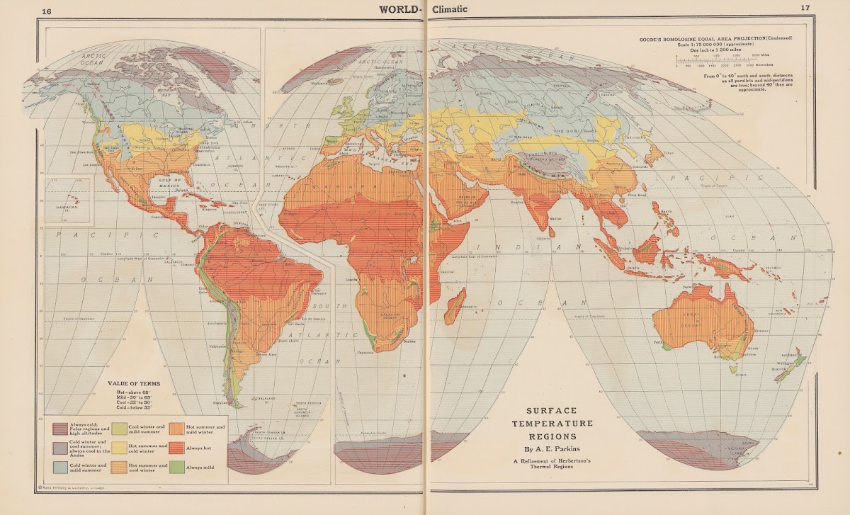 World Climatic Surface Temperature Regions 1943