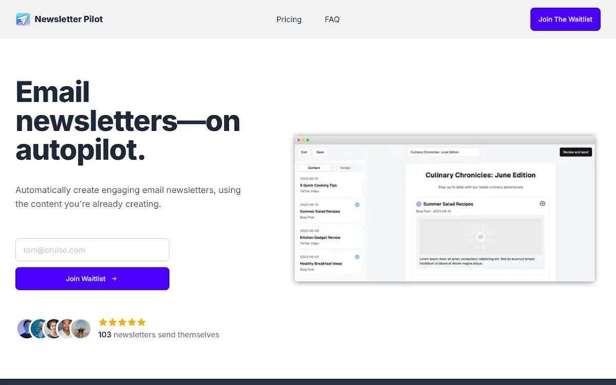 Captura de Newsletter Pilot