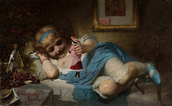 Girl with a doll  Convalescent 1882